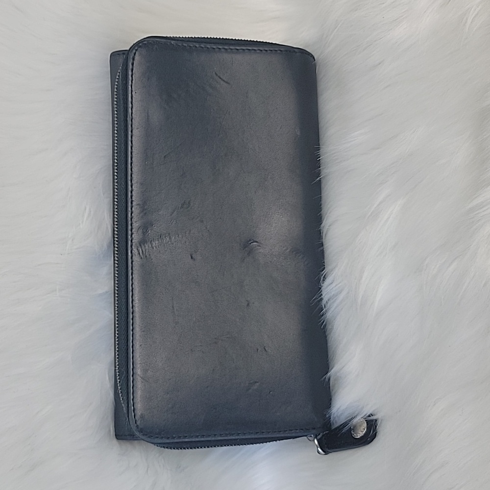 COACH VTG Smooth Black Leather Checkbook Insert Long Trifold Snap Closure Wallet - Picture 2 of 16